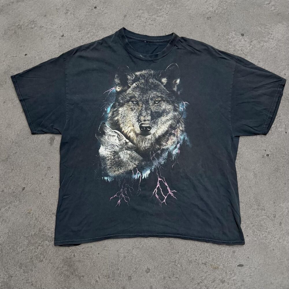 Y2K 2000’s American Biker Wolf Purple Thunder Graphic Men’s Size XL